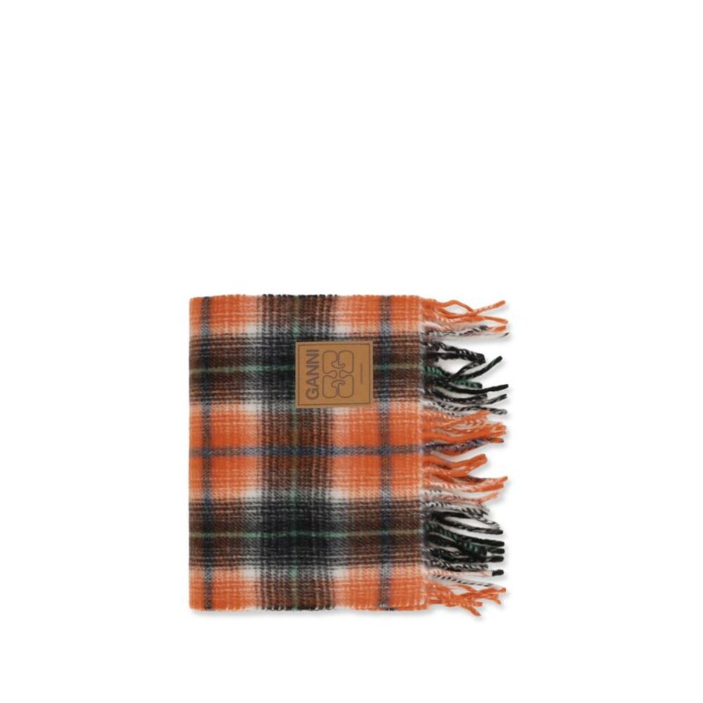 Ganni Women Checked Wool Scarf